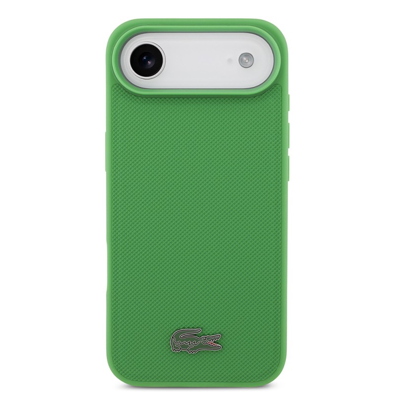 Apple iPhone 17 Air Case Lacoste Original Licensed M-Safe Charging Feature PU Pique Pattern Metal Logo Card Holder Cover - 25