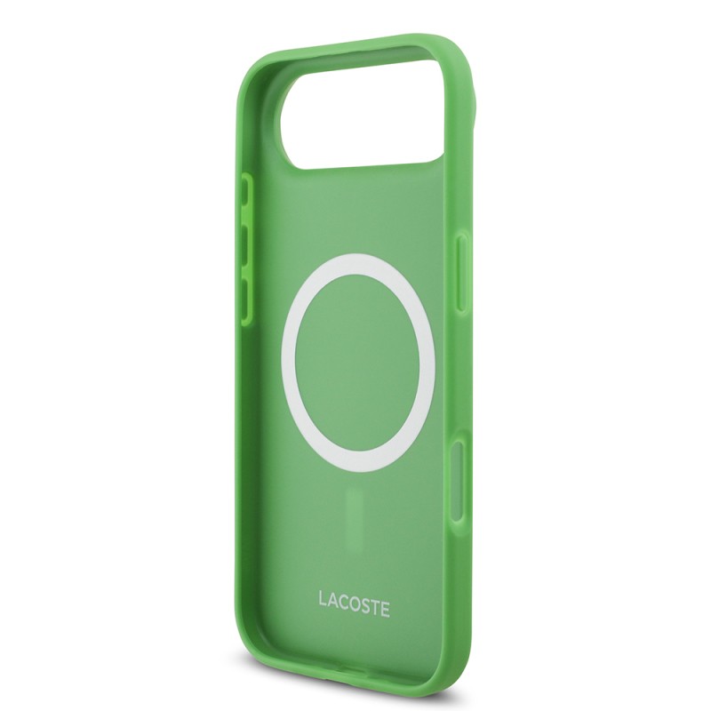 Apple iPhone 17 Air Case Lacoste Original Licensed M-Safe Charging Feature PU Pique Pattern Metal Logo Card Holder Cover - 29