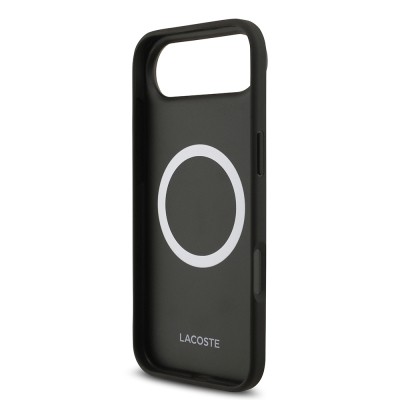 Apple iPhone 17 Air Case Lacoste Original Licensed M-Safe Charging Feature PU Pique Pattern Metal Logo Card Holder Cover - 38