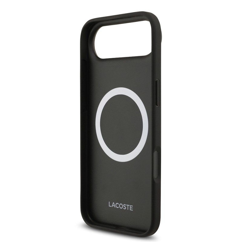 Apple iPhone 17 Air Case Lacoste Original Licensed M-Safe Charging Feature PU Pique Pattern Metal Logo Card Holder Cover - 38