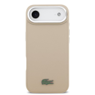 Apple iPhone 17 Air Case Lacoste Original Licensed M-safe Charging Feature PU Pique Pattern Stand Metal Logo Cover - 5