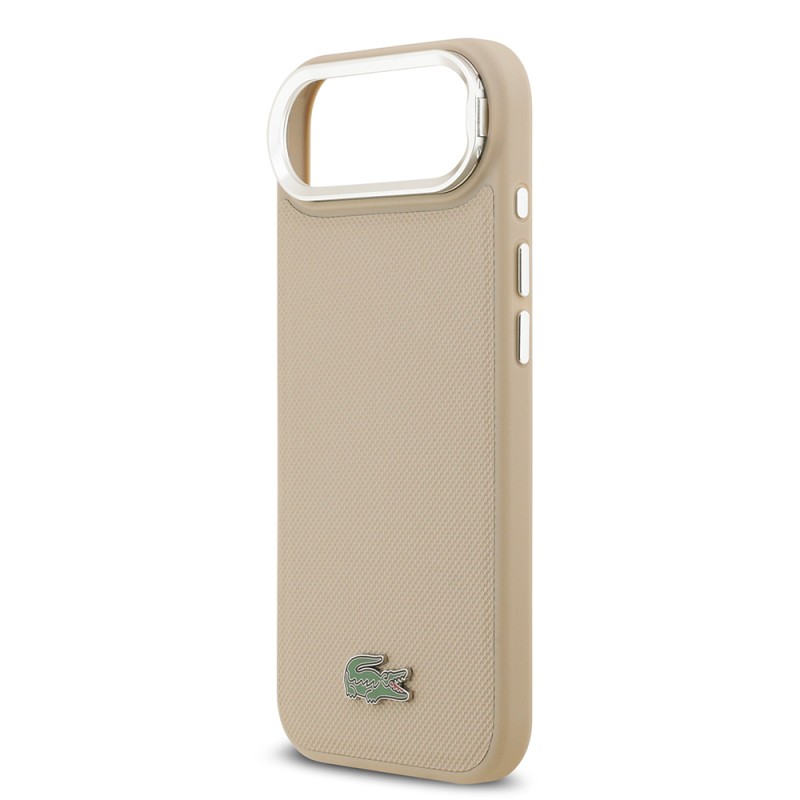 Apple iPhone 17 Air Case Lacoste Original Licensed M-safe Charging Feature PU Pique Pattern Stand Metal Logo Cover - 8