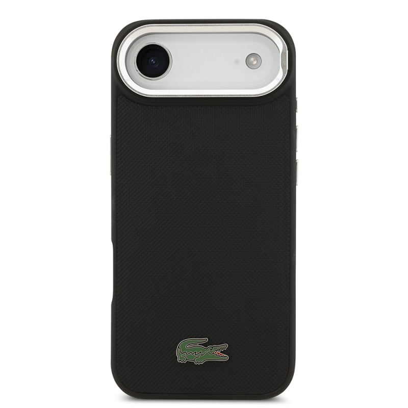 Apple iPhone 17 Air Case Lacoste Original Licensed M-safe Charging Feature PU Pique Pattern Stand Metal Logo Cover - 12