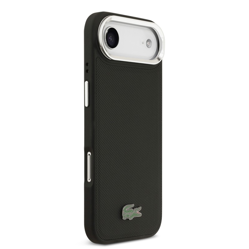 Apple iPhone 17 Air Case Lacoste Original Licensed M-safe Charging Feature PU Pique Pattern Stand Metal Logo Cover - 13