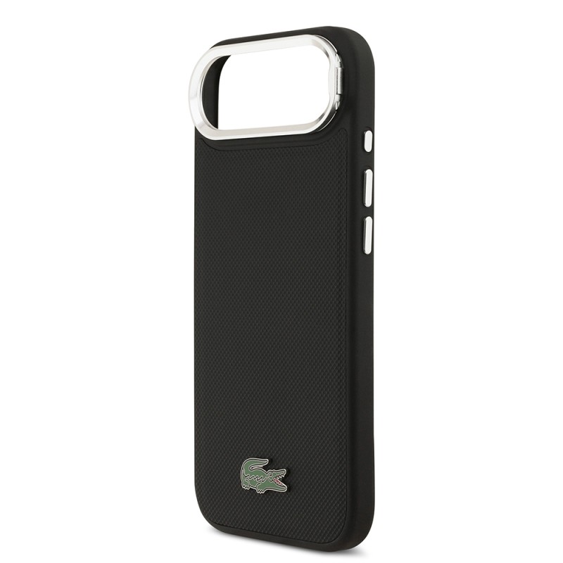 Apple iPhone 17 Air Case Lacoste Original Licensed M-safe Charging Feature PU Pique Pattern Stand Metal Logo Cover - 15