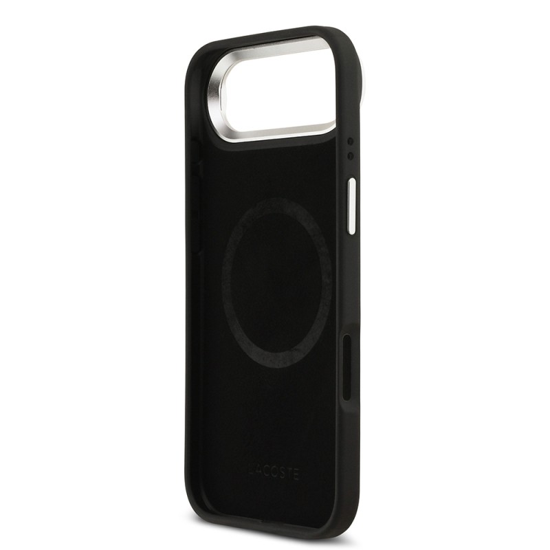 Apple iPhone 17 Air Case Lacoste Original Licensed M-safe Charging Feature PU Pique Pattern Stand Metal Logo Cover - 16
