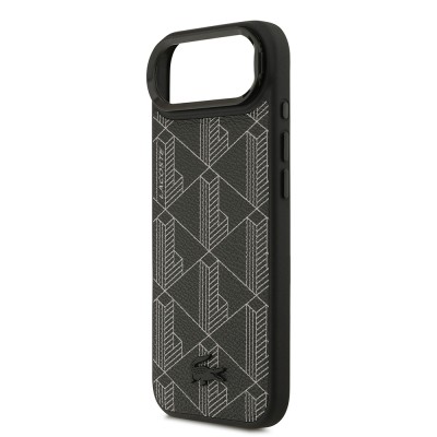 Apple iPhone 17 Air Case Lacoste Original Licensed M-safe Charging Stand PU Leather Mixed Monogram Pattern Cover - 7