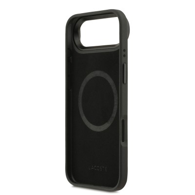 Apple iPhone 17 Air Case Lacoste Original Licensed M-safe Charging Stand PU Leather Mixed Monogram Pattern Cover - 8