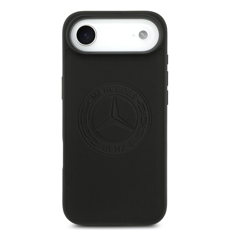 Apple iPhone 17 Air Case Mercedes Benz Original Licensed M-Safe Charging Feature Genuine Leather Nostalgic Star Design Cover - 5