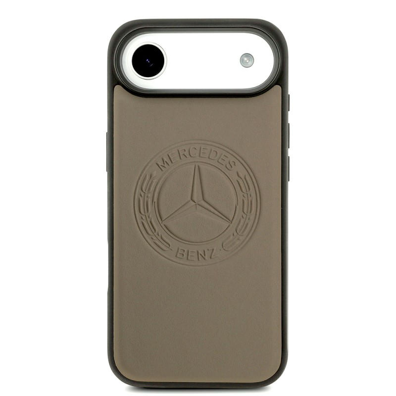 Apple iPhone 17 Air Case Mercedes Benz Original Licensed M-Safe Charging Feature Genuine Leather Nostalgic Star Design Cover - 12