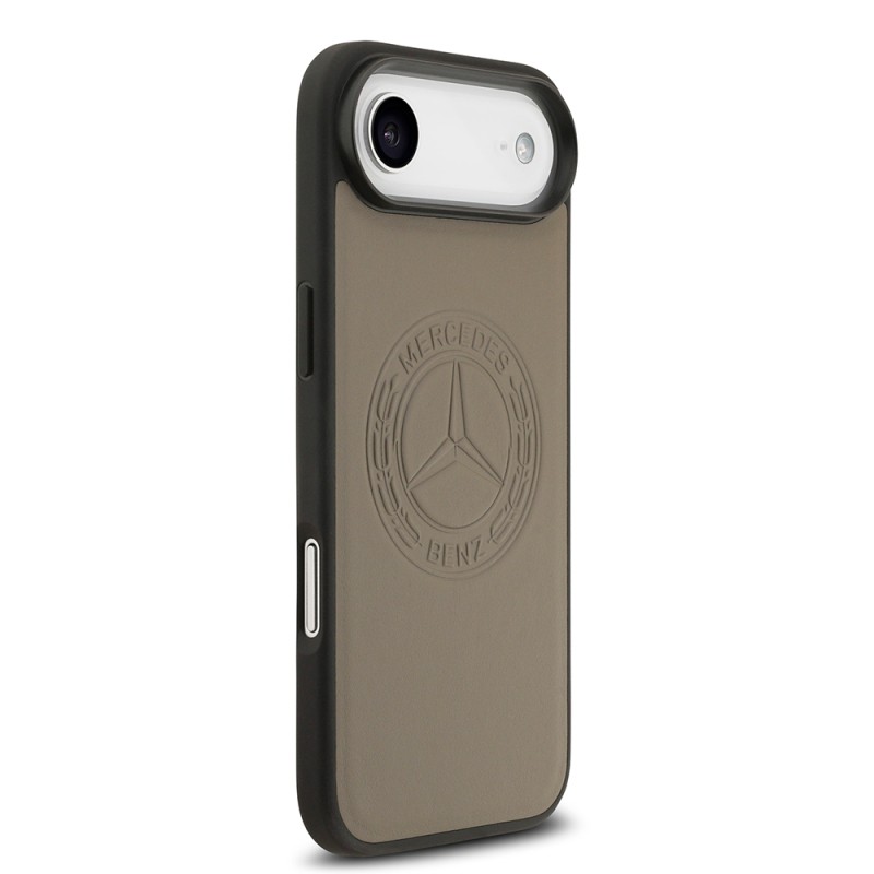Apple iPhone 17 Air Case Mercedes Benz Original Licensed M-Safe Charging Feature Genuine Leather Nostalgic Star Design Cover - 13