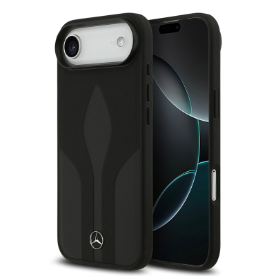 Apple iPhone 17 Air Case Mercedes Benz Original Licensed M-Safe Charging Feature Textured Patterned Leather Cover - Mercedes Benz