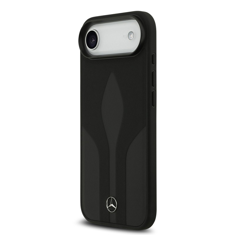 Apple iPhone 17 Air Case Mercedes Benz Original Licensed M-Safe Charging Feature Textured Patterned Leather Cover - 4