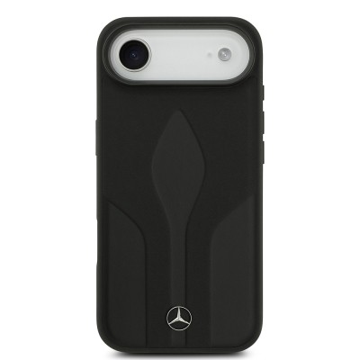 Apple iPhone 17 Air Case Mercedes Benz Original Licensed M-Safe Charging Feature Textured Patterned Leather Cover - 5