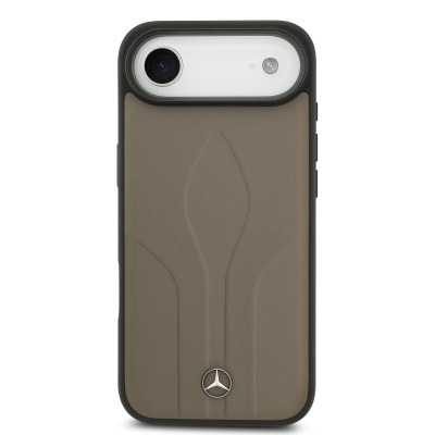 Apple iPhone 17 Air Case Mercedes Benz Original Licensed M-Safe Charging Feature Textured Patterned Leather Cover - 12