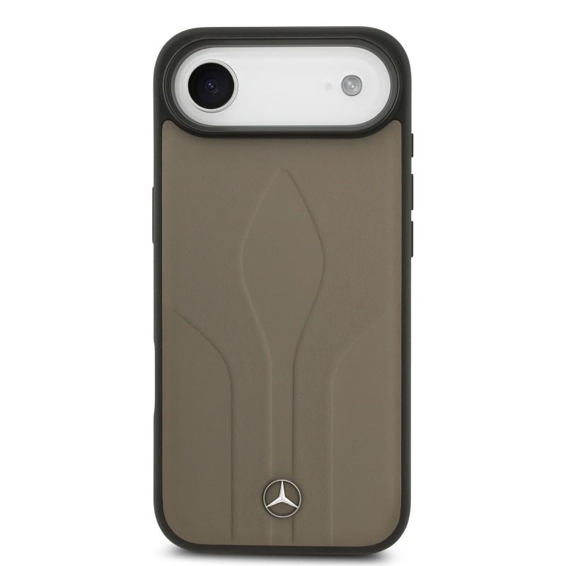 Apple iPhone 17 Air Case Mercedes Benz Original Licensed M-Safe Charging Feature Textured Patterned Leather Cover - 12