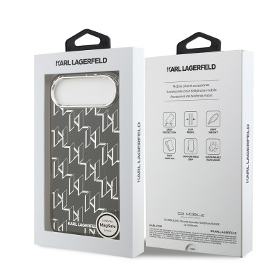 Apple iPhone 17 Air Case Original Licensed M-Safe Charging Feature Karl Lagerfeld IML Printed Monogram Design Cover - 9