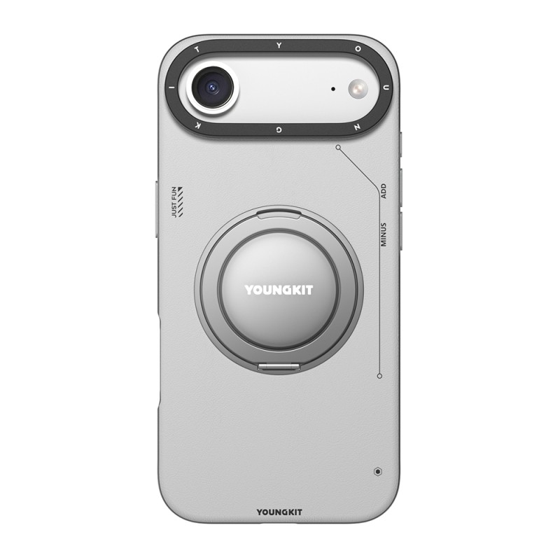 Apple iPhone 17 Air Case with M-safe Charging Function, 360 Degree Stand, Simple Matte Leather Pattern, Youngkit Tech Leather Series Cover - 1