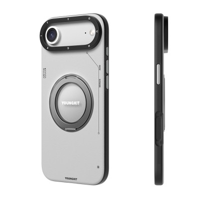 Apple iPhone 17 Air Case with M-safe Charging Function, 360 Degree Stand, Simple Matte Leather Pattern, Youngkit Tech Leather Series Cover - 6
