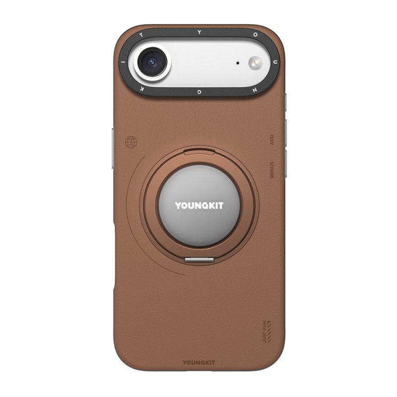 Apple iPhone 17 Air Case with M-safe Charging Function, 360 Degree Stand, Simple Matte Leather Pattern, Youngkit Tech Leather Series Cover - 3