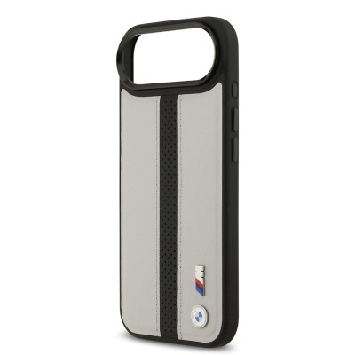Apple iPhone 17 Air Kılıf BMW Orjinal Lisanslı M-safe Şarj Özellikli Deri Arka Yüzey Metal Logolu Delikli Şerit Tasarımlı Kapak - 15