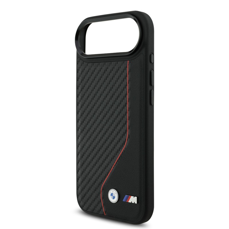 Apple iPhone 17 Air Kılıf BMW Orjinal Lisanslı M-safe Şarj Özellikli Metal BMW ve M Logolu PU Karbon Tasarımlı Kapak - 7