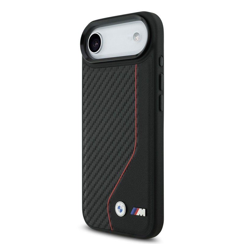 Apple iPhone 17 Air Kılıf BMW Orjinal Lisanslı M-safe Şarj Özellikli Metal BMW ve M Logolu PU Karbon Tasarımlı Kapak - 9