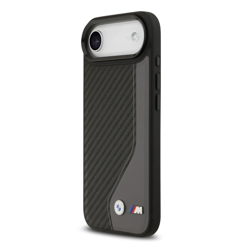 Apple iPhone 17 Air Kılıf BMW Orjinal Lisanslı M-safe Şarj Özellikli Metal BMW ve M Logolu PU Karbon Tasarımlı Kapak - 11