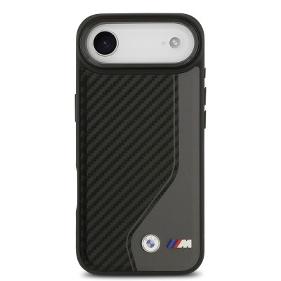 Apple iPhone 17 Air Kılıf BMW Orjinal Lisanslı M-safe Şarj Özellikli Metal BMW ve M Logolu PU Karbon Tasarımlı Kapak - 12