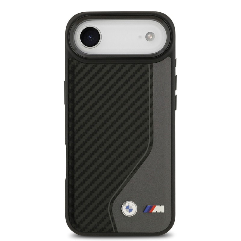 Apple iPhone 17 Air Kılıf BMW Orjinal Lisanslı M-safe Şarj Özellikli Metal BMW ve M Logolu PU Karbon Tasarımlı Kapak - 12