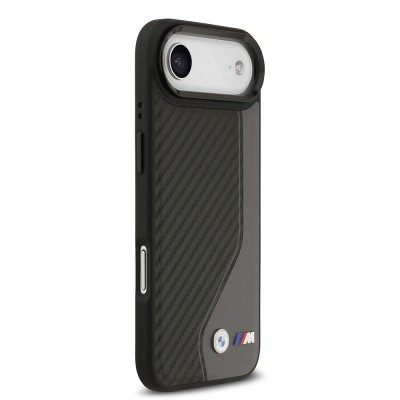 Apple iPhone 17 Air Kılıf BMW Orjinal Lisanslı M-safe Şarj Özellikli Metal BMW ve M Logolu PU Karbon Tasarımlı Kapak - 13