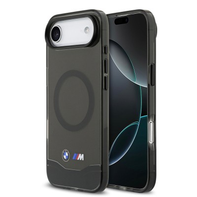 Apple iPhone 17 Air Kılıf BMW Orjinal Lisanslı M-safe Şarj Özellikli Metal Buton Tasarımlı Tranparan M Dizayn Kapak Siyah