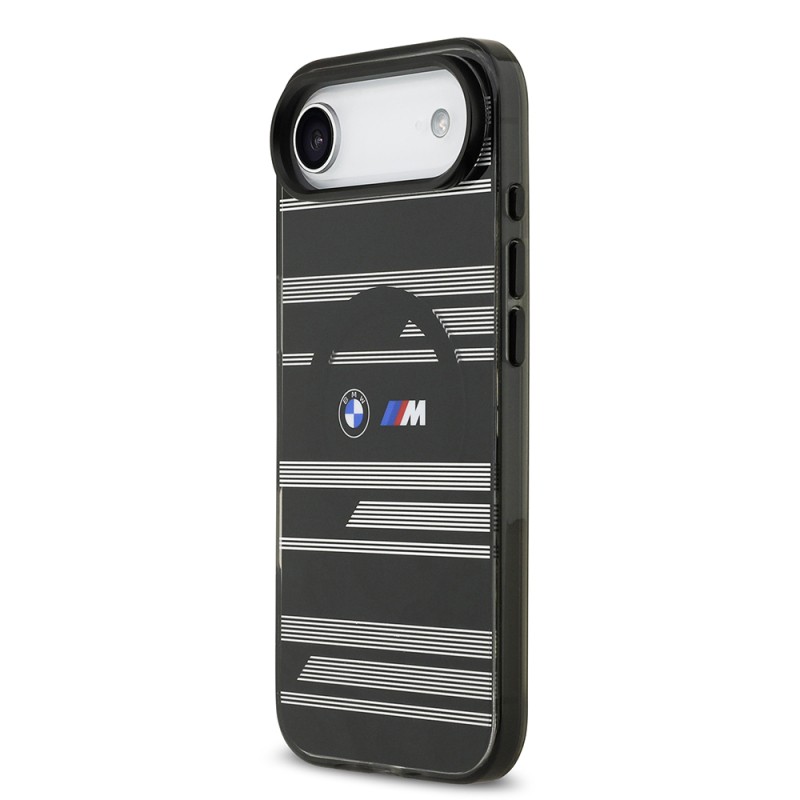 Apple iPhone 17 Air Kılıf BMW Orjinal Lisanslı M-safe Şarj Özellikli Metal Kamera Butonlu Yatay Şeritli M Dizayn Kapak - 10