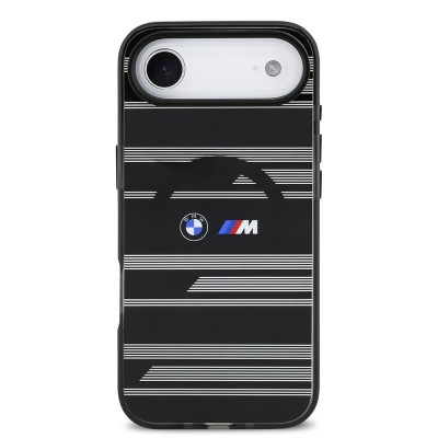 Apple iPhone 17 Air Kılıf BMW Orjinal Lisanslı M-safe Şarj Özellikli Metal Kamera Butonlu Yatay Şeritli M Dizayn Kapak - 11
