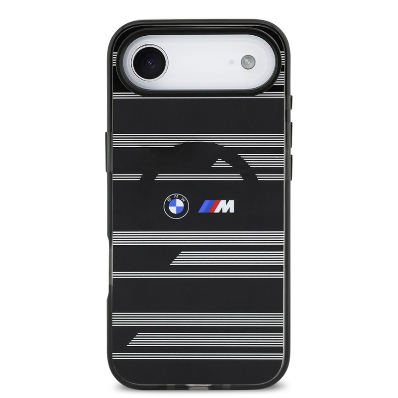 Apple iPhone 17 Air Kılıf BMW Orjinal Lisanslı M-safe Şarj Özellikli Metal Kamera Butonlu Yatay Şeritli M Dizayn Kapak - 11
