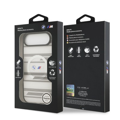 Apple iPhone 17 Air Kılıf BMW Orjinal Lisanslı M-safe Şarj Özellikli Metal Kamera Butonlu Yatay Şeritli M Dizayn Kapak - 17