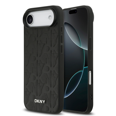 Apple iPhone 17 Air Kılıf DKNY Orjinal Lisanslı M-safe Şarj Özellikli 3D Yazılı Grid Pattern Kapak - DKNY