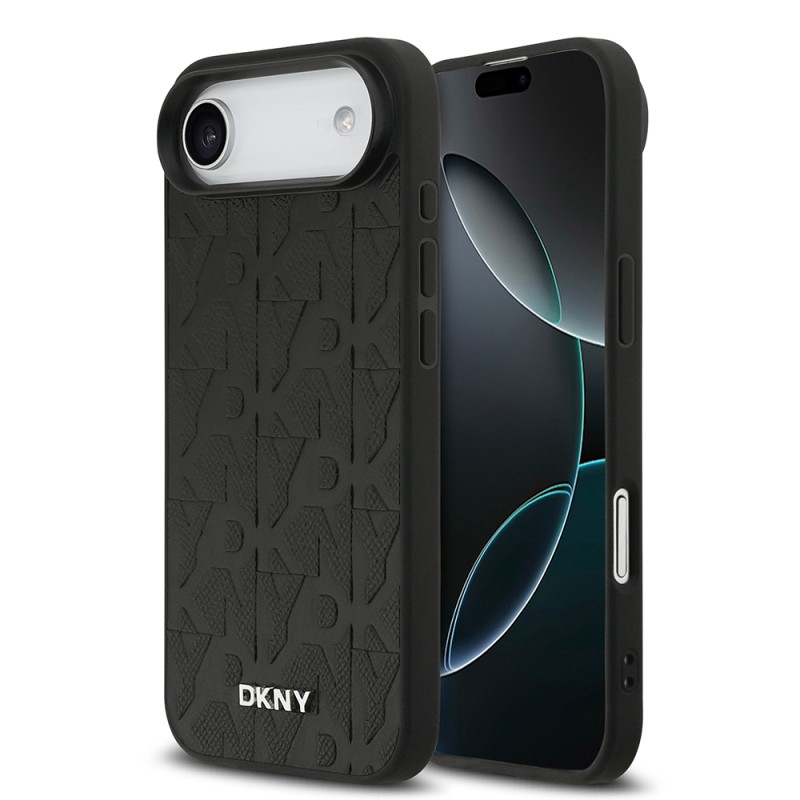 Apple iPhone 17 Air Kılıf DKNY Orjinal Lisanslı M-safe Şarj Özellikli 3D Yazılı Grid Pattern Kapak - 2