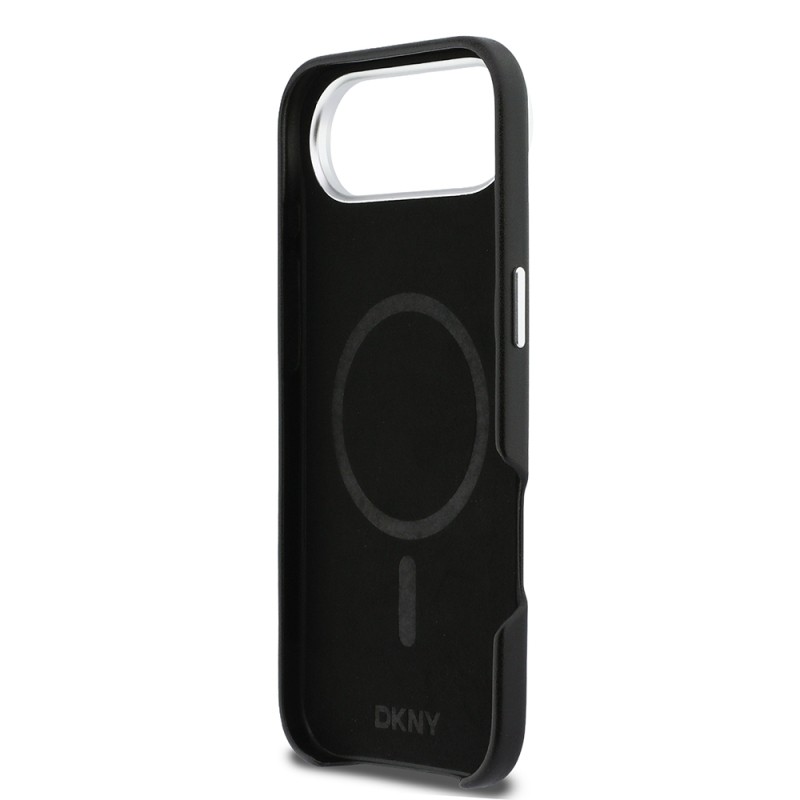Apple iPhone 17 Air Kılıf DKNY Orjinal Lisanslı M-safe Şarj Özellikli PU Büyük Dikey Logolu Kapak - 9