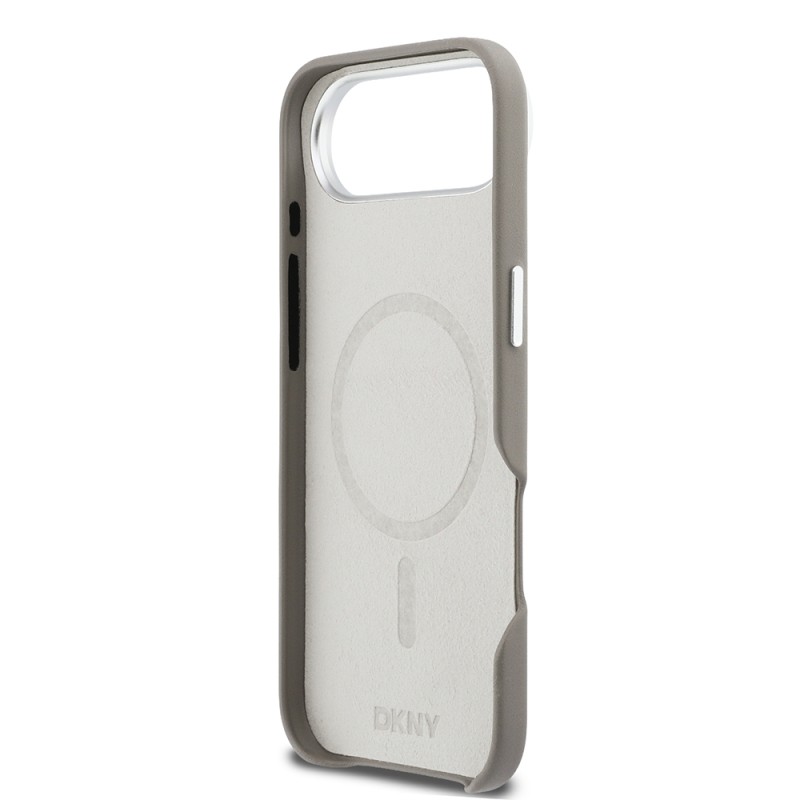 Apple iPhone 17 Air Kılıf DKNY Orjinal Lisanslı M-safe Şarj Özellikli PU Büyük Dikey Logolu Kapak - 16
