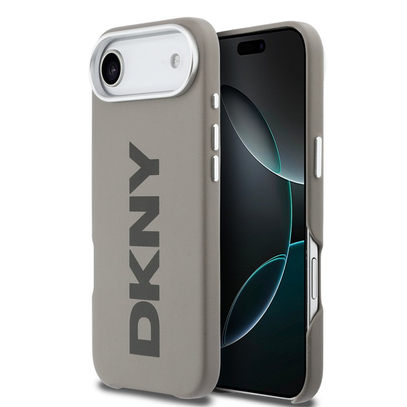 Apple iPhone 17 Air Kılıf DKNY Orjinal Lisanslı M-safe Şarj Özellikli PU Büyük Dikey Logolu Kapak - 3