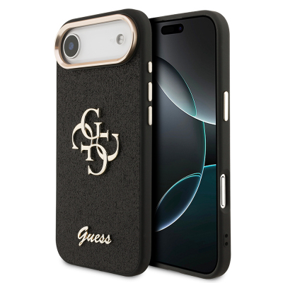 Apple iPhone 17 Air Kılıf Guess Orjinal Lisanslı 4G Büyük Metal Kamera Çerçeveli ve Logolu Glitter Kapak - Guess
