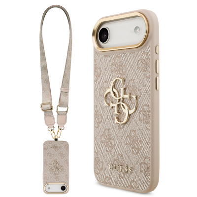Apple iPhone 17 Air Kılıf Guess Orjinal Lisanslı 4G Büyük Metal Logolu Kalın Askılı Kapak - Guess