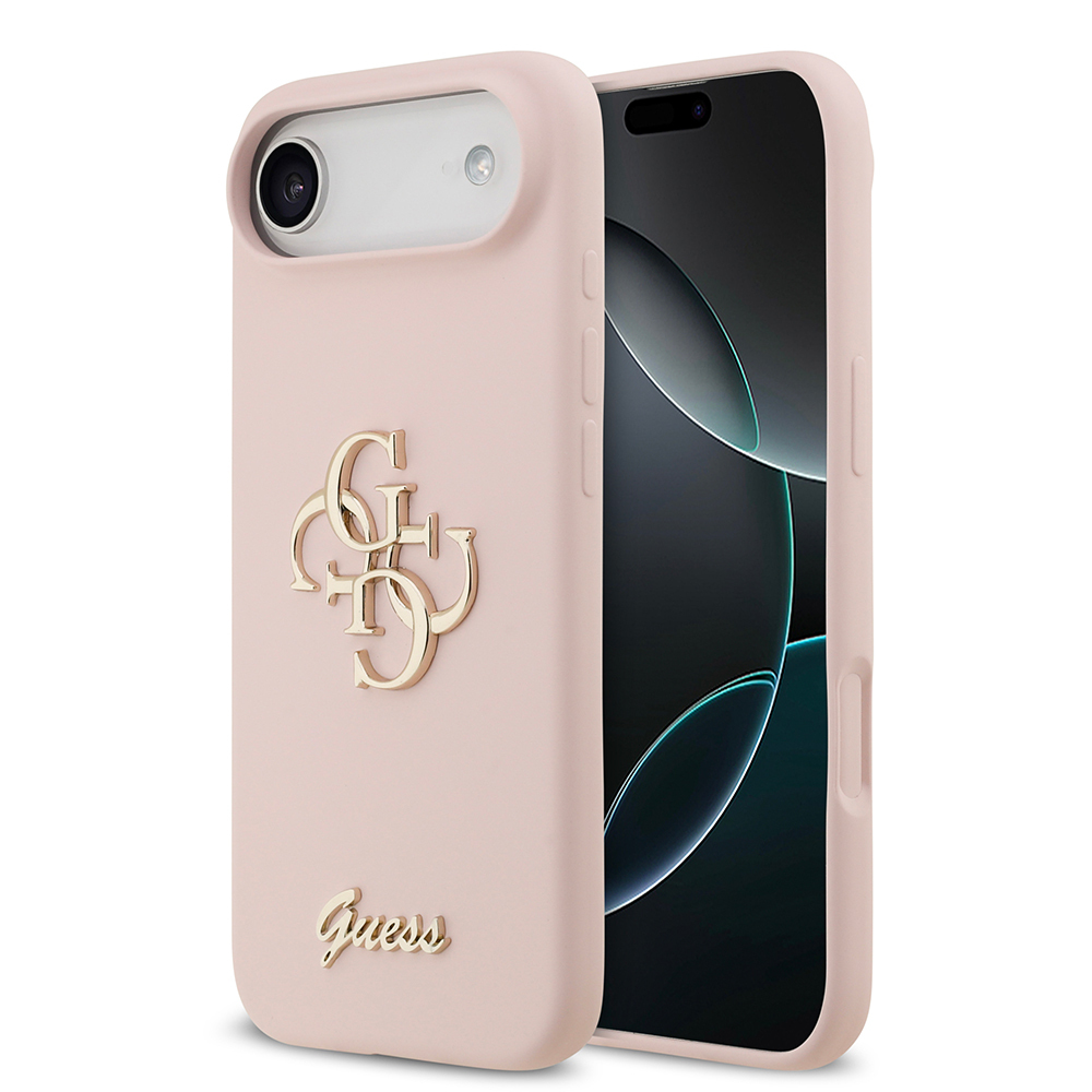 Apple iPhone 17 Air Kılıf Guess Orjinal Lisanslı Grained Yazı Logolu Kapak - Pembe