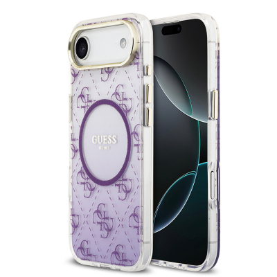 Apple iPhone 17 Air Kılıf Guess Orjinal Lisanslı M-safe Şarj Özellikli 4G Desenli Simli Silikon Kapak - Guess