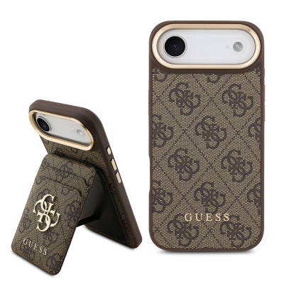 Apple iPhone 17 Air Kılıf Guess Orjinal Lisanslı M-safe Şarj Özellikli 4G Metal Büyük Logolu Kartlıklı Kapak - Guess