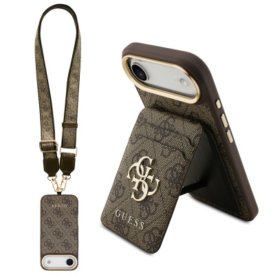 Apple iPhone 17 Air Kılıf Guess Orjinal Lisanslı M-safe Şarj Özellikli Askılı ve 4G Logo Kartlıklı Kapak - Guess