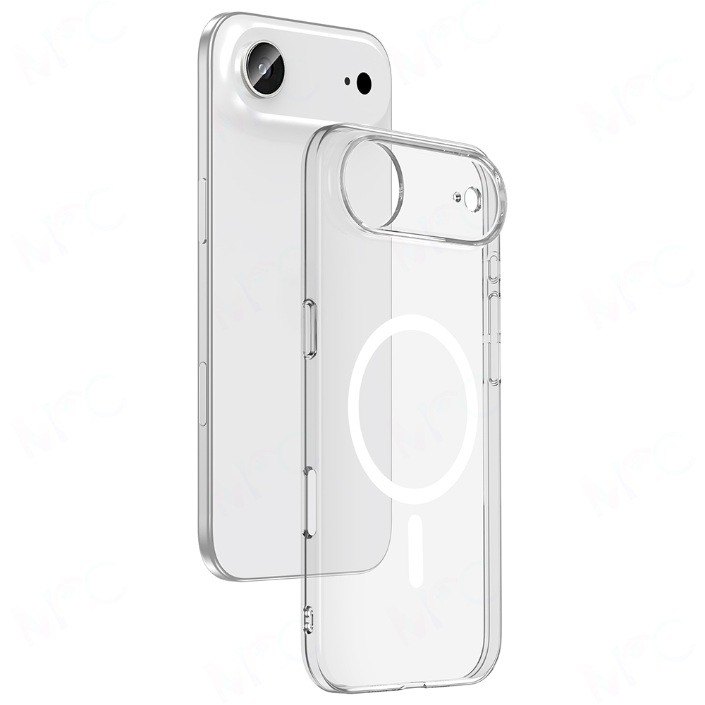 iPhone 17 Air Kılıf IC Çipli M-Safe Şarj Özellikli Şeffaf Kamera Çerçeveli Zore Toledo Kapak - Şeffa