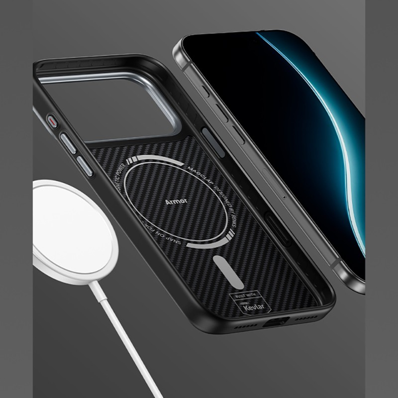 Apple iPhone 17 Air Kılıf Karbon Fiber M-safe Şarj Özellikli Benks Hybrid ArmorPro 600D Kevlar Kapak - 5