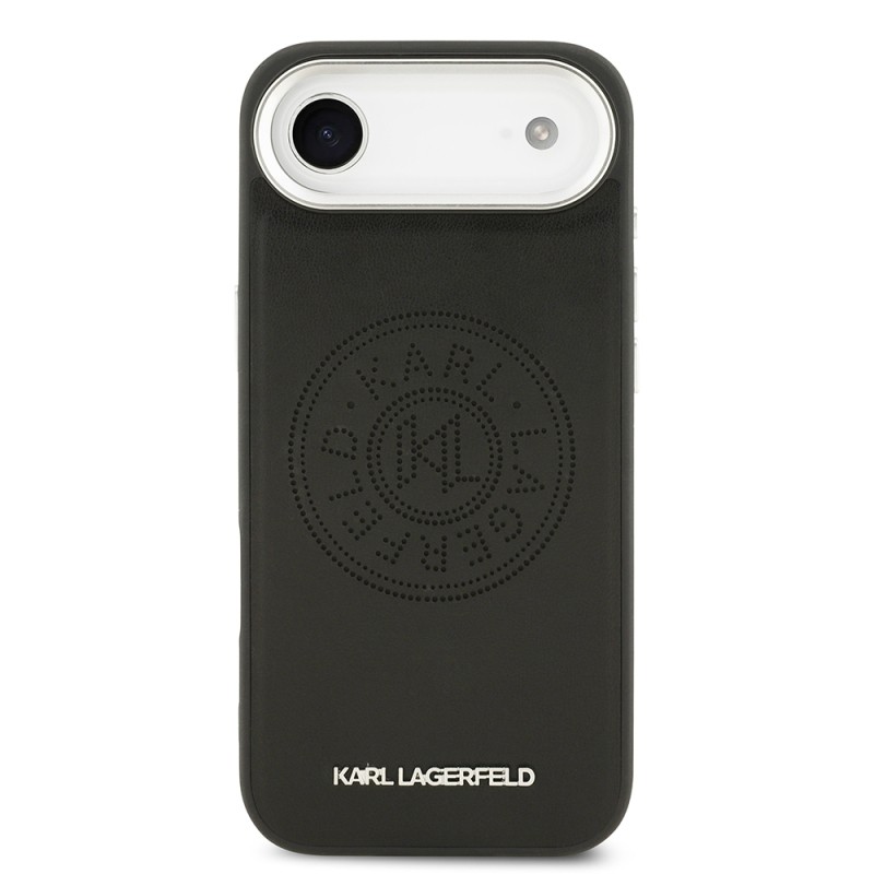 Apple iPhone 17 Air Kılıf Karl Lagerfeld Orjinal Lisanslı M-safe Şarj Özellikli Delikli Tasarım Metal Logolu PU Deri Kapak - 4